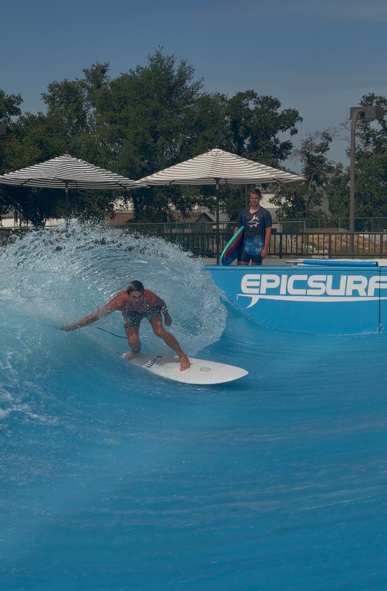 Surfing the wave pool at Hero's Paradise in Brandon FL